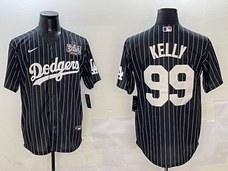Men Los Angeles Dodgers 99 Kelly Black Stripe Jointly Name 2025 Nike MLB Jersey style 5